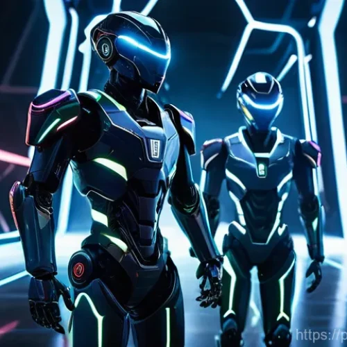 Home 23 RTX 40 시리즈와 RX 7000 시리즈 비교 - **Prompt:** A dynamic, futuristic gaming arena bathed in vibrant neon lights. On one side, represent...