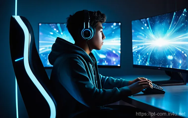 RTX 40 시리즈와 RX 7000 시리즈 비교 - **Prompt:** A dynamic, futuristic gaming arena bathed in vibrant neon lights. On one side, represent...