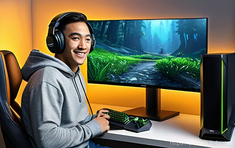 RTX와 GTX 그래픽카드의 차이 - **Prompt:** A highly immersive gaming scene rendered with advanced NVIDIA RTX graphics. A focused ga...