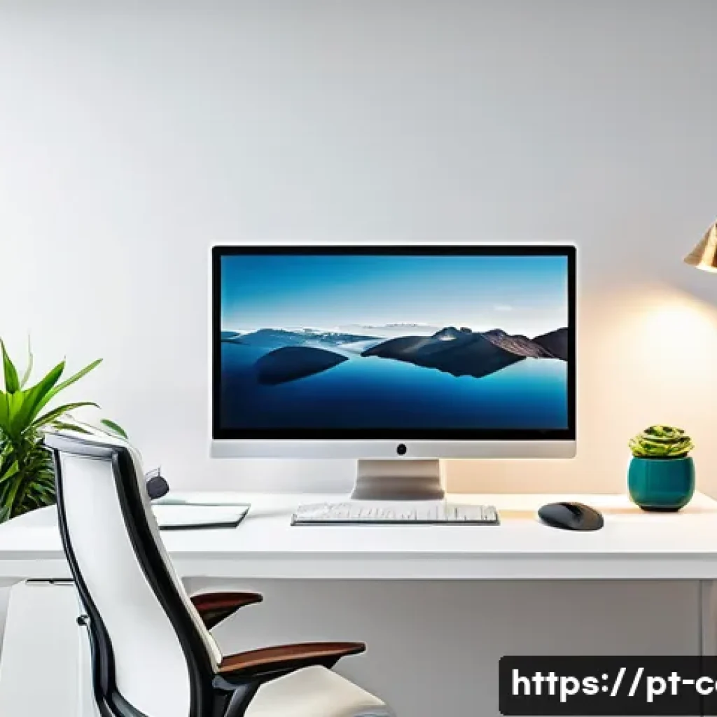 듀얼 모니터 설정 방법 - A modern dual monitor computer setup on a sleek office desk in a bright, minimalist home workspace. ...