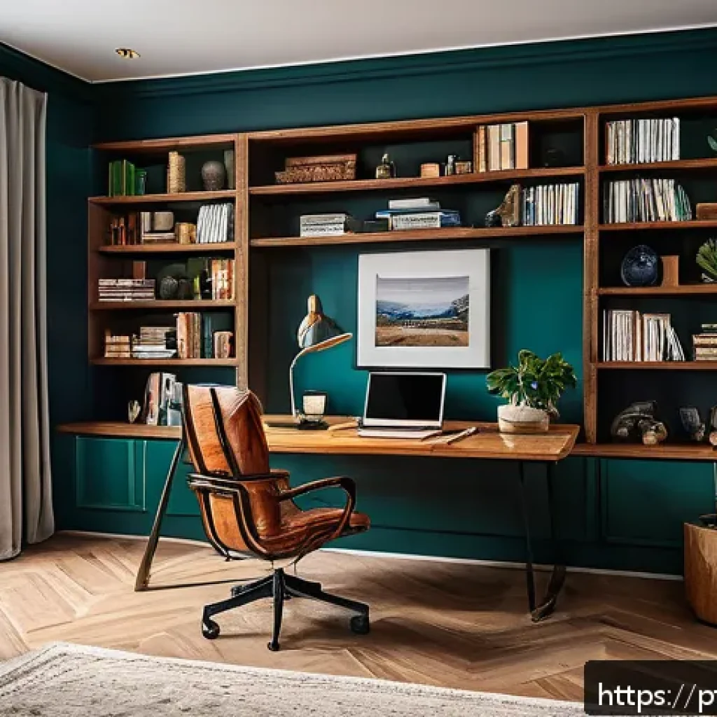 슬림형 데스크톱과 일반 데스크톱 비교 - A modern home office setup in a compact space designed for a Portuguese-speaking