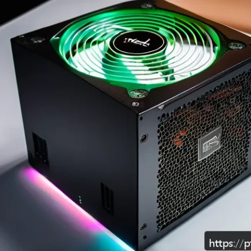 Home 17 파워서플라이 용량 계산법 - A detailed and realistic computer setup focused on the power supply unit (PSU) inside a modern PC ca...